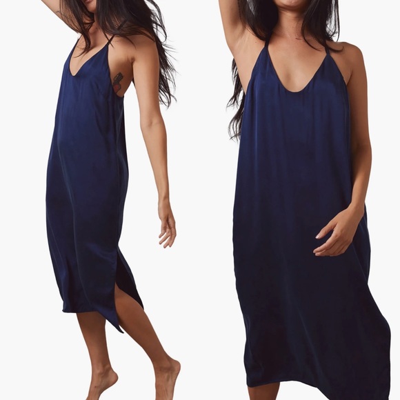 lunya Other - New Lunya Washable Silk Slip Dress Deep Blue Navy